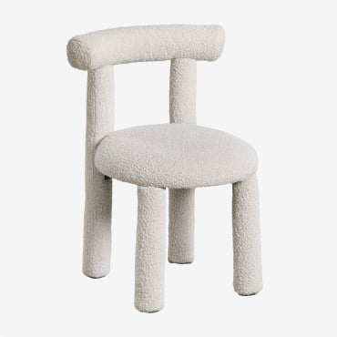Cadeira De Jantar Em Tecido Bouclé Gia Tecido Bouclé Off White - Sklum