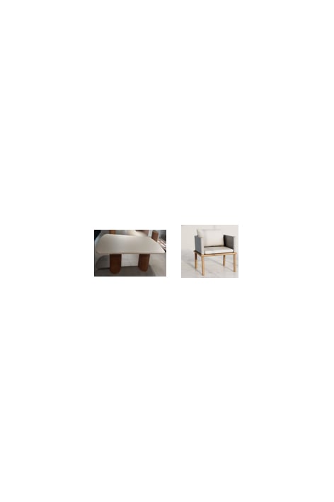 Conjunto de mesa retangular 270x110 cm Sirvon e 10 cadeiras de jantar com braços em madeira de acácia Olivia - Castanho-acácia escuro