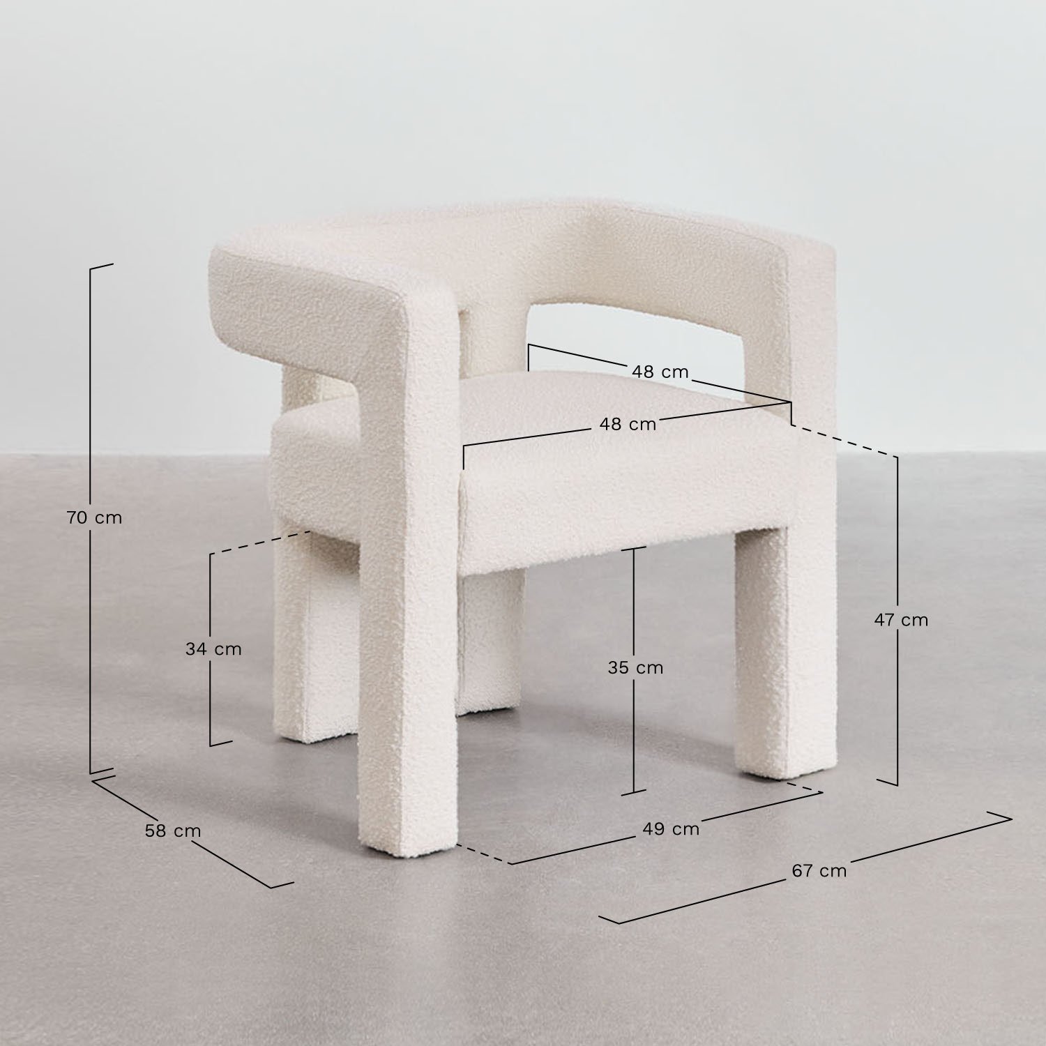 Poltrona Liara, Dimensões