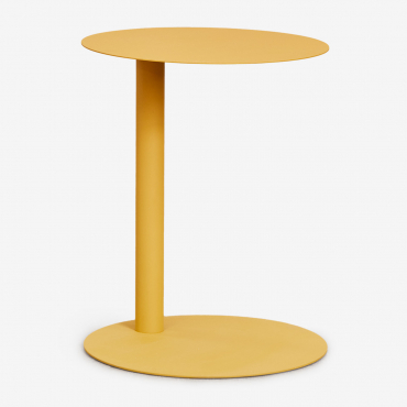 Mesa De Apoio De Jardim Redonda Ø40 Cm Em Aço Yannik Amarelho Caril - Sklum