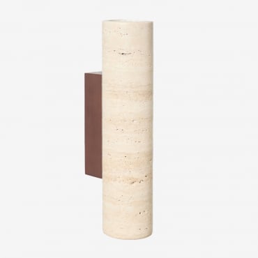 Luminária De Parede Em Travertino E Madeira Davise ↑32 Cm - Sklum