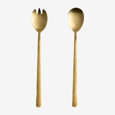 Conjunto De 2 Talheres Para Salada Em Aço Inoxidável Sornia Dourado - Sklum