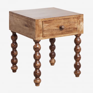 Mesinha De Cabeceira Retangular 45x50 Cm Em Madeira De Manga Tessaia Madeira De Cabo Escuro - Sklum