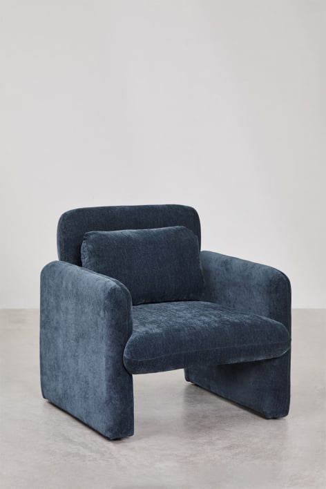 Pacote de 2 poltronas Jeison em chenille - Chenille Azul Índigo