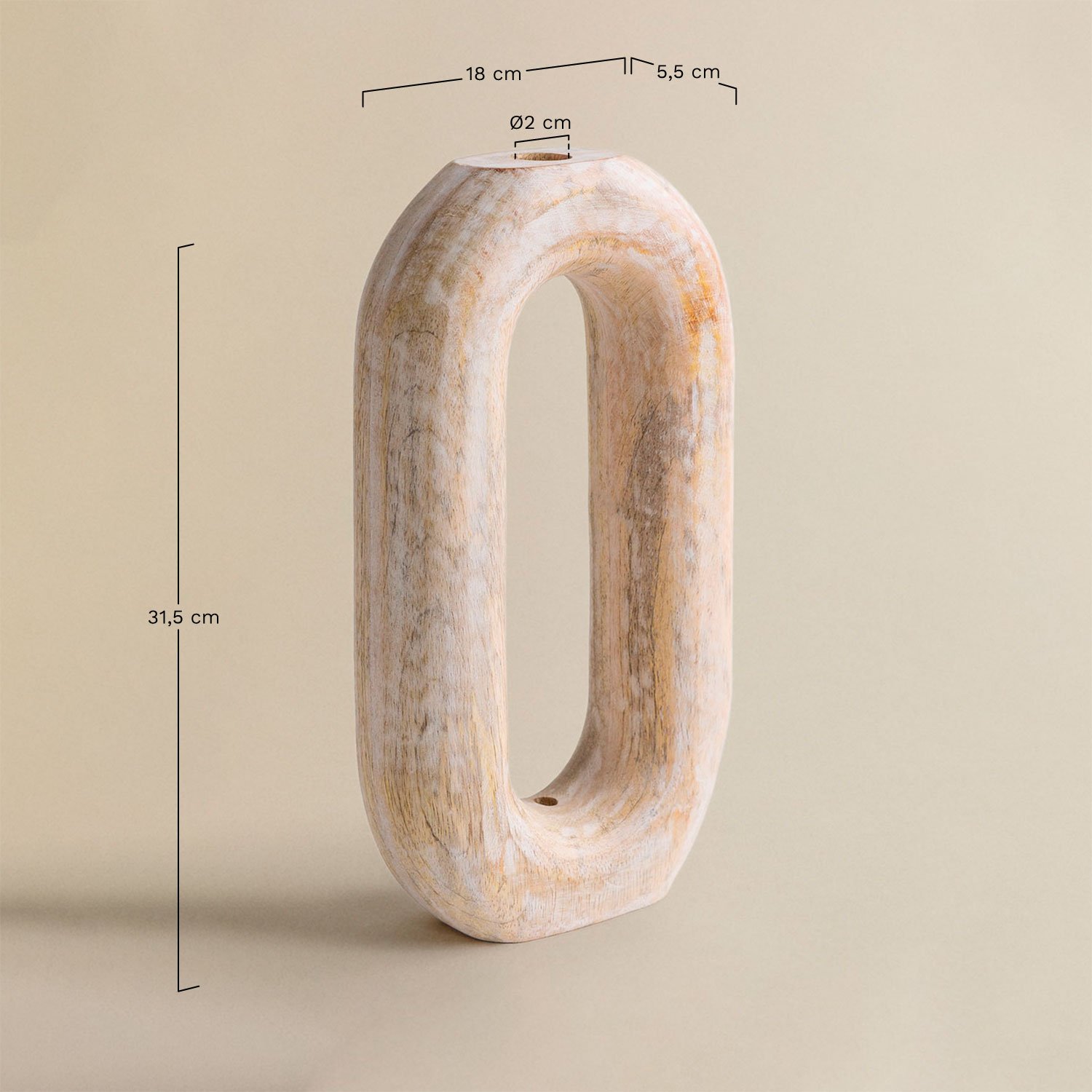 Vaso de madeira de manga Kerala  , Dimensões