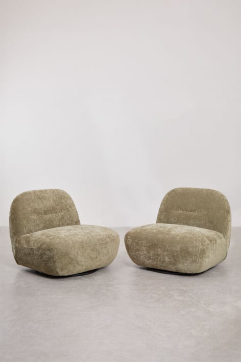 Pacote de 2 poltronas giratórias de chenille Sernin