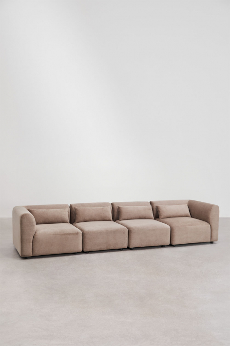 Sofá modular Fogler de 4 peças - Bombazina Camelo Castanho