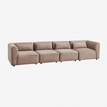 Sofá Modular Fogler De 4 Peças Bombazina Camelo Castanho - Sklum