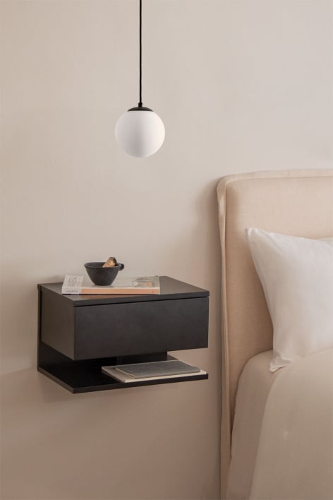 Lâmpada de teto suspensa Ø12 cm em ferro com bola de cristal Uvol - Preto