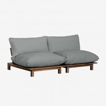Sofá Reclinável Modular De Jardim De 2 Peças Em Madeira De Acácia Brina Cinza Antracite - Sklum