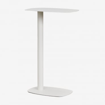 Mesa Lateral Retangular De Ferro Odelia Para Jardim, 40x25 Cm Gardénia Branco & ↑65 Cm - Sklum