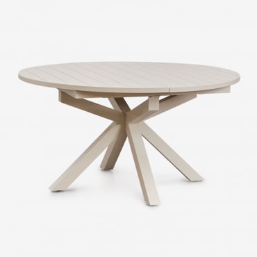 Mesa De Jardim Extensível 145-200x145 Cm Em Alumínio Barces Tapioca Bege - Sklum