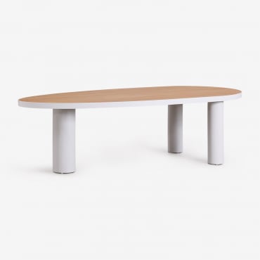Mesa De Jardim Oval 260x110 Cm Em Alumínio E Madeira De Teca Taneli Madeira De Teca - Sklum