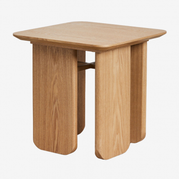 Mesa Lateral Quadrada 50x50 Cm Em Mdf E Folheado A Freixo Ginger Natural - Sklum