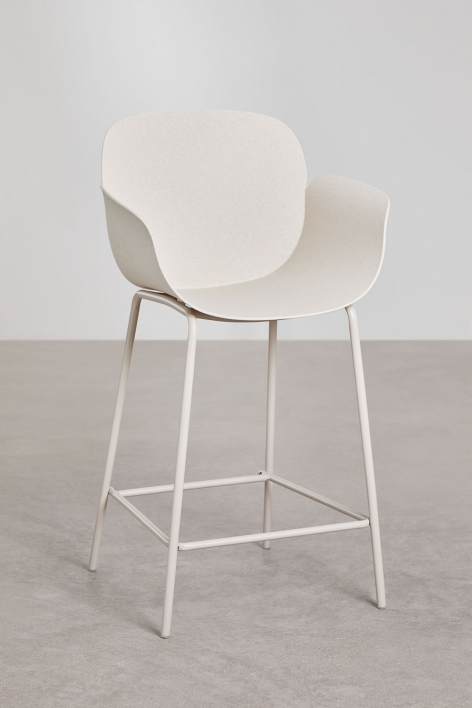 Pack de 2 bancos altos 65 cm em polipropileno e aço branco pedra Lynette - Branco Pedra