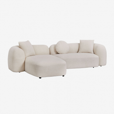 Sofá Chaise Longue Esquerdo Modular De 2 Peças Em Chenille Coco Tecido De Chenille Espesso Branco - Sklum