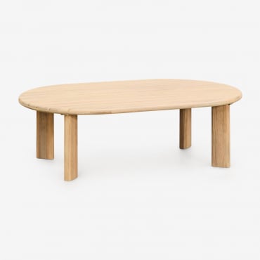 Mesa De Centro Para Jardim Oval 100x60 Cm Em Madeira De Acácia Leilan Marrom Acácia Claro - Sklum