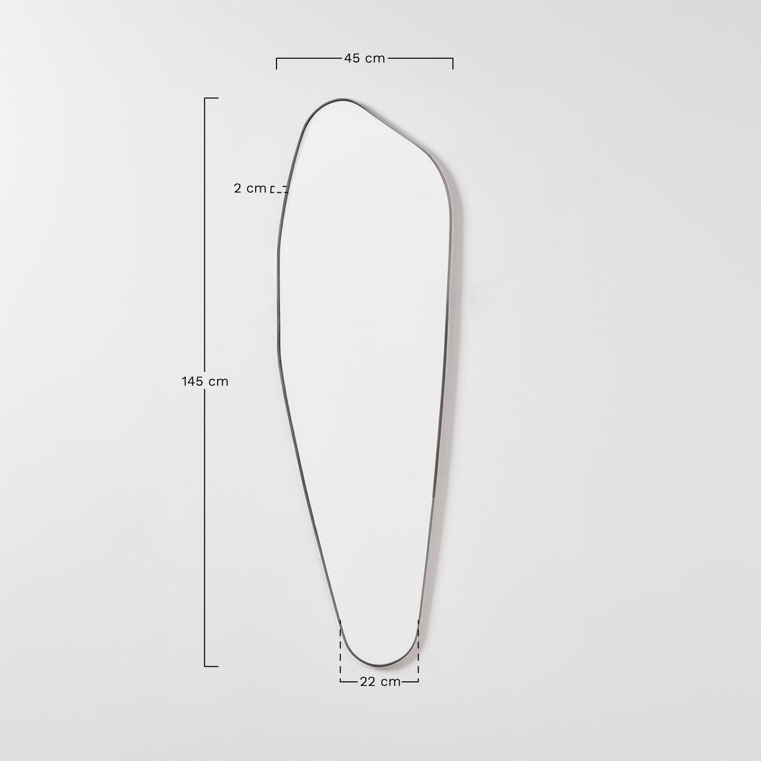 Espelho de parede 145x45 cm Lucian, Dimensões