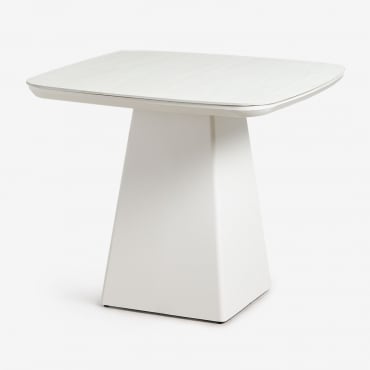 Mesa De Jardim Quadrada 90x90 Cm Em Pedra Sinterizada E Alumínio Inkeri 90 X 90 Cm - Sklum