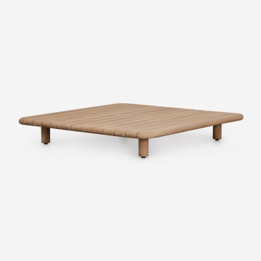 Mesa De Centro Quadrada Para Jardim 95x95 Cm Em Acácia Portet Marrom Acácia Claro - Sklum