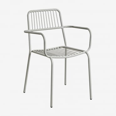 Pack De 2 Cadeiras De Jardim Empilháveis Com Braços Em Aço Elton Verde Cáqui - Sklum