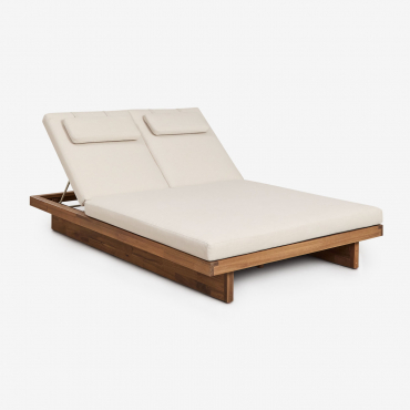 Dailin Acacia Wood Double Lounger Reclinável Castanho Acácia - Sklum