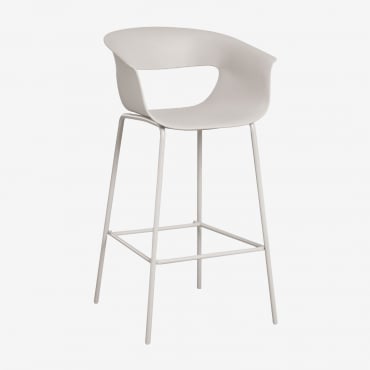 Banqueta Alta Em Polipropileno E Aço Alanys Branco Acinzentado & ↑75 Cm - Sklum