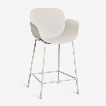 Pacote De 2 Bancos Altos De Jardim Lynette Em Polipropileno E Ferro Branco Pedra & ↑65 Cm - Sklum