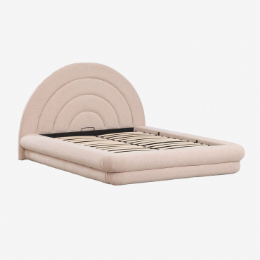 Cama Com Canapé Rebatível Em Tecido Bouclé Borzensi Bouclé Cor-de-rosa & 180 X 200 Cm - Sklum
