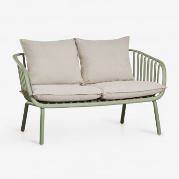 Sofá De Jardim De 2 Lugares Em Ferro E Polipropileno Aradina Verde Laurel - Sklum