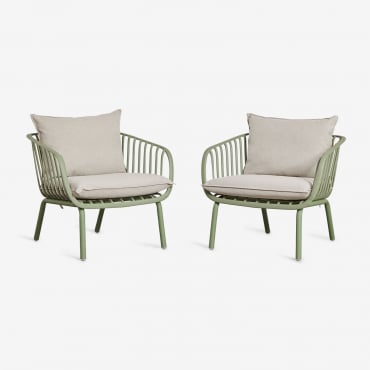 Pacote De 2 Cadeiras De Jardim Aradina Em Ferro E Polipropileno Verde Laurel - Sklum