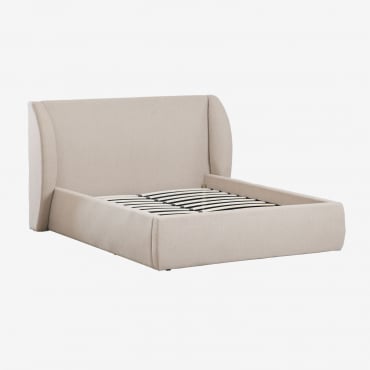 Cama Em Tecido Cabargi Tecido Beige & 160 X 200 Cm & Sem Colchão - Sklum