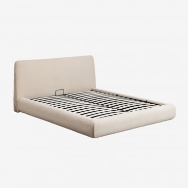 Cama Dobrável Para Canapés De Pele De Carneiro Norena Chenille Creme Bege & 160 X 200 Cm - Sklum