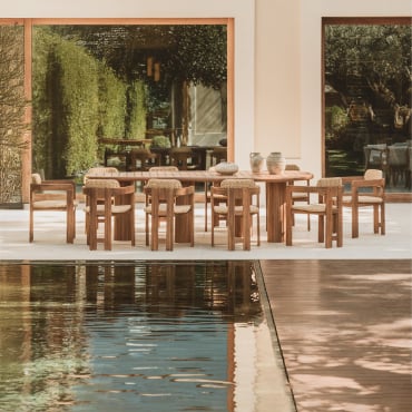 Conjunto De Mesa Oval ↔︎260 Cm Danara E 10 Cadeiras De Jardim Em Madeira De Acácia E Rattan Sintético Ginara Castanho Acácia - Sklum