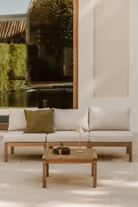 Conjunto de jardim modular Branson de 3 peças com sofá e mesa de centro em madeira de acácia
