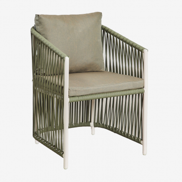 Pacote De 4 Cadeiras De Jardim Com Braços Em Alumínio E Corda Trançada Sophie Verde Exército Claro - Sklum