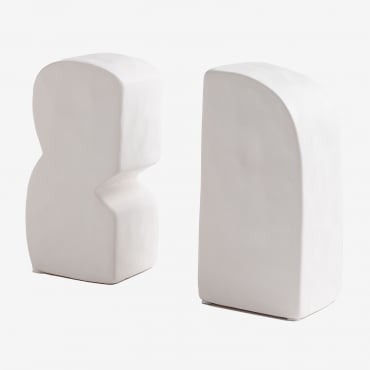 Conjunto De 2 Suportes Para Livros Em Cimento Adler Branco - Sklum