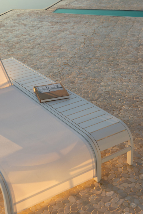 Mesa auxiliar para espreguiçadeira em aço Marietta - Branco