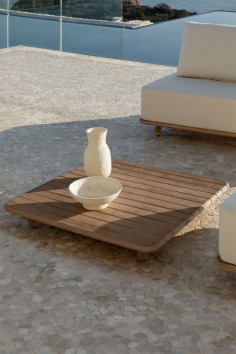 Mesa de centro quadrada para jardim 95x95 cm em acácia Portet