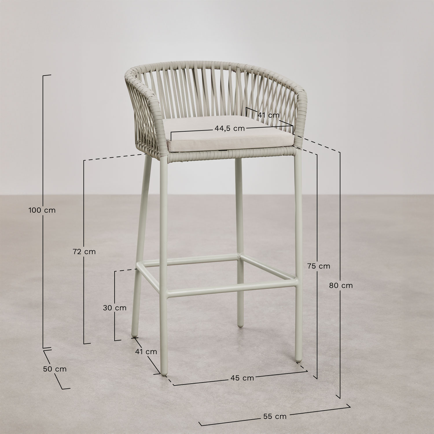 Pacote de 4 bancos de jardim Arhiza, Dimensões
