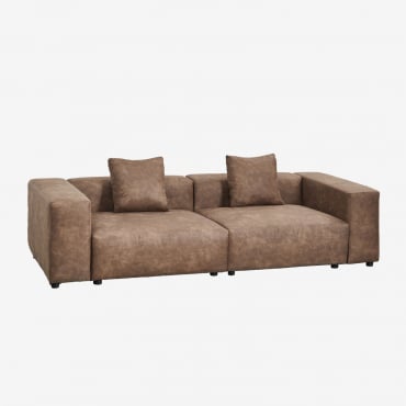 Sofá Modular De 2 Peças ↔︎270 Cm Com Apoio De Braço Alto Bruna Camurça Café Castanho - Sklum