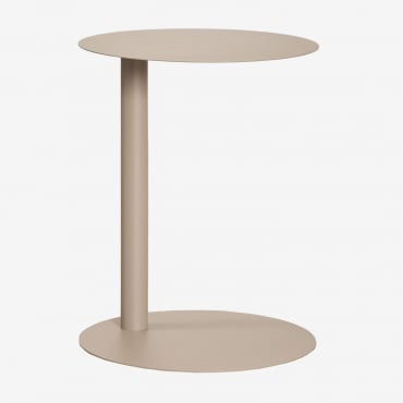 Mesa Auxiliar De Jardim Redonda Ø40 Cm Em Aço Inoxidável Yannik Moka Brown - Sklum