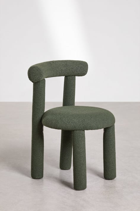 Pack de 4 cadeiras de jantar em tecido bouclé Gia - Bouclé verde exército