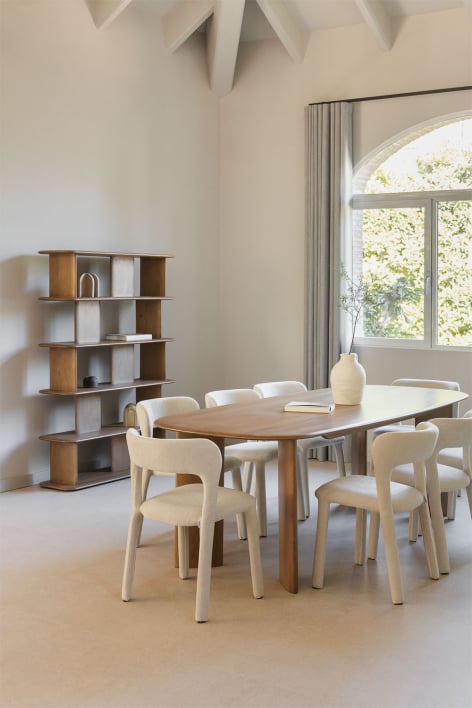 Mesa de jantar oval 240x100 cm em madeira de mangueira Miller