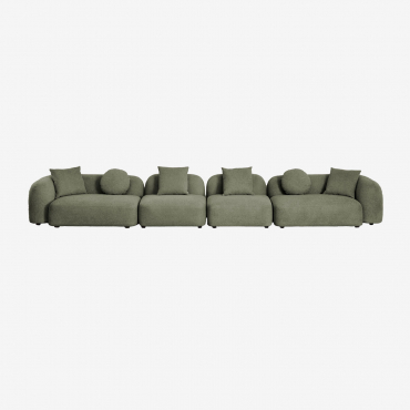 Sofá Modular De 4 Peças Em Chenille Coco Tecido Chenille Verde Sálvia - Sklum
