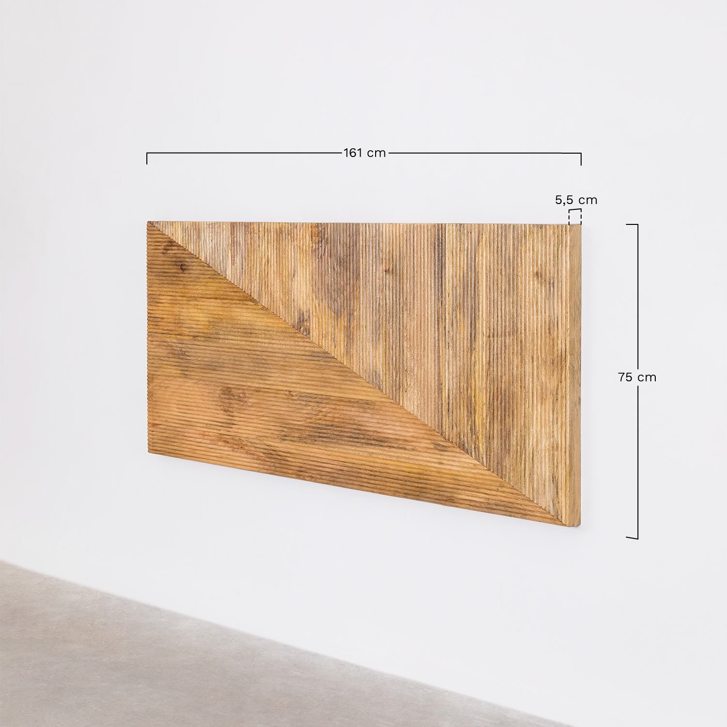 Cabeceira para cama de 150 cm em madeira de mangueira Baty Design   , Dimens&otilde;es