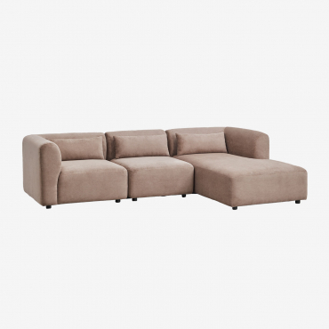 Sofá Modular Chaise Longue Direito De 3 Peças Fogler Bombazina Camelo Castanho - Sklum