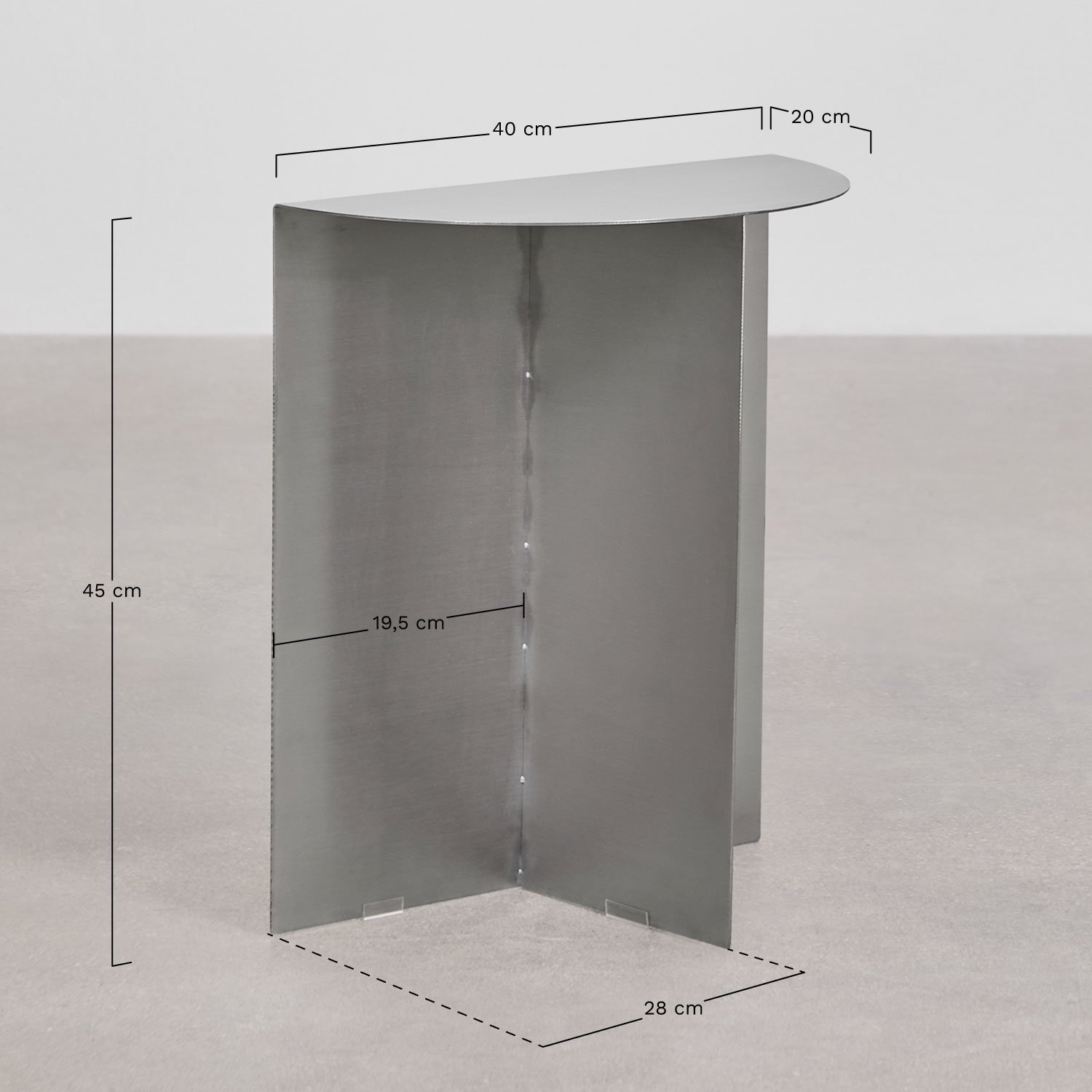 Mesa de apoio 40x20 cm em aço inoxidável Nadina, Dimens&otilde;es