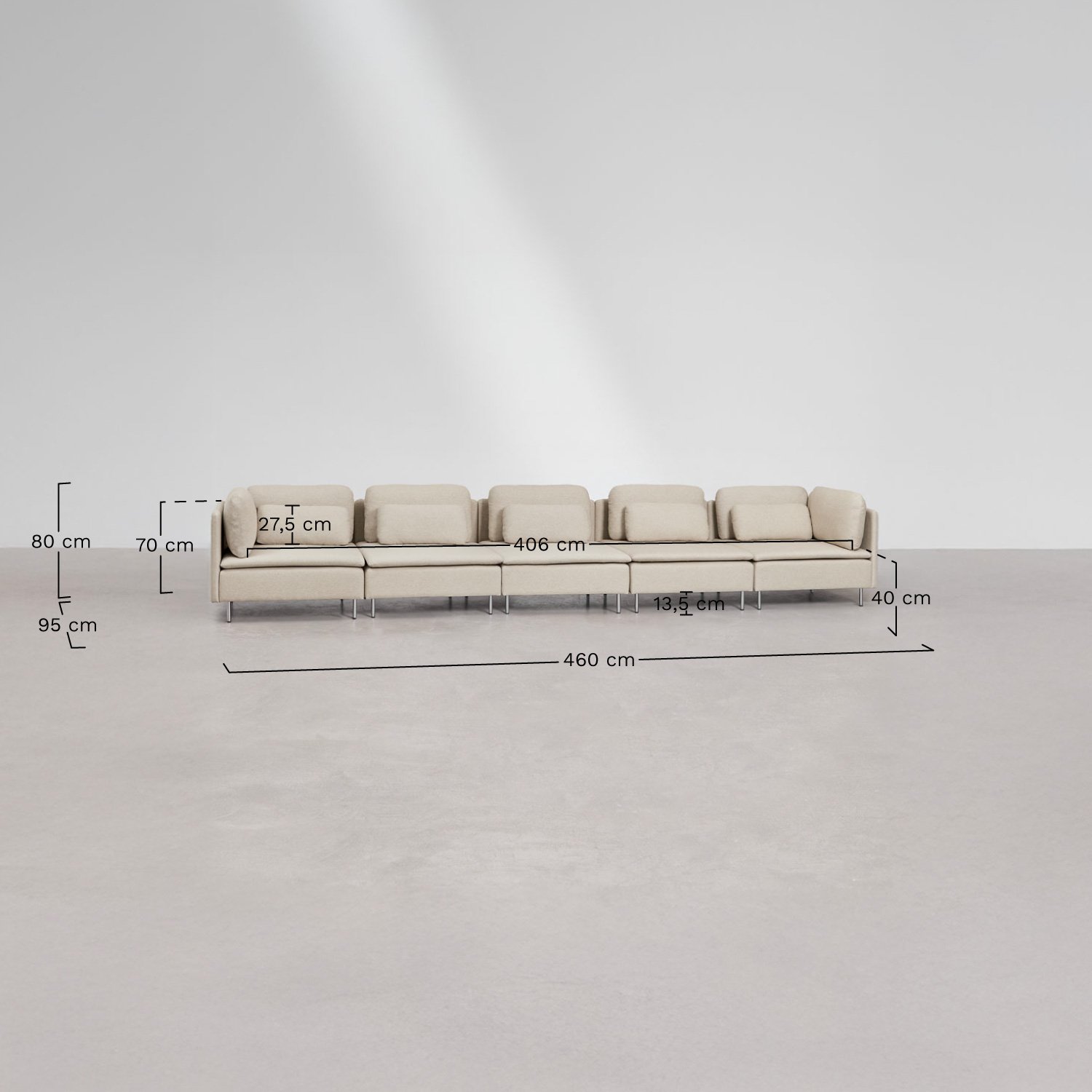 Sofá modular de 5 peças Oriol, Dimensões