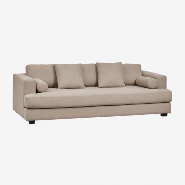 Sofá De Dois Lugares Em Tecido Com Fivela Neftis Tecido Bouclé Castanho Moka - Sklum